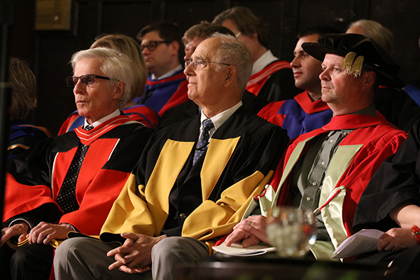 Stephen H. Safe (Arts'62, MSc’63) received an honorary degree and delivered the convocation address on June 10, 2016. (Photo by Bernard Clark)
