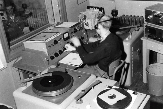 CFRC programmer at work in the mid to late 1950s. (Queen's Archives)