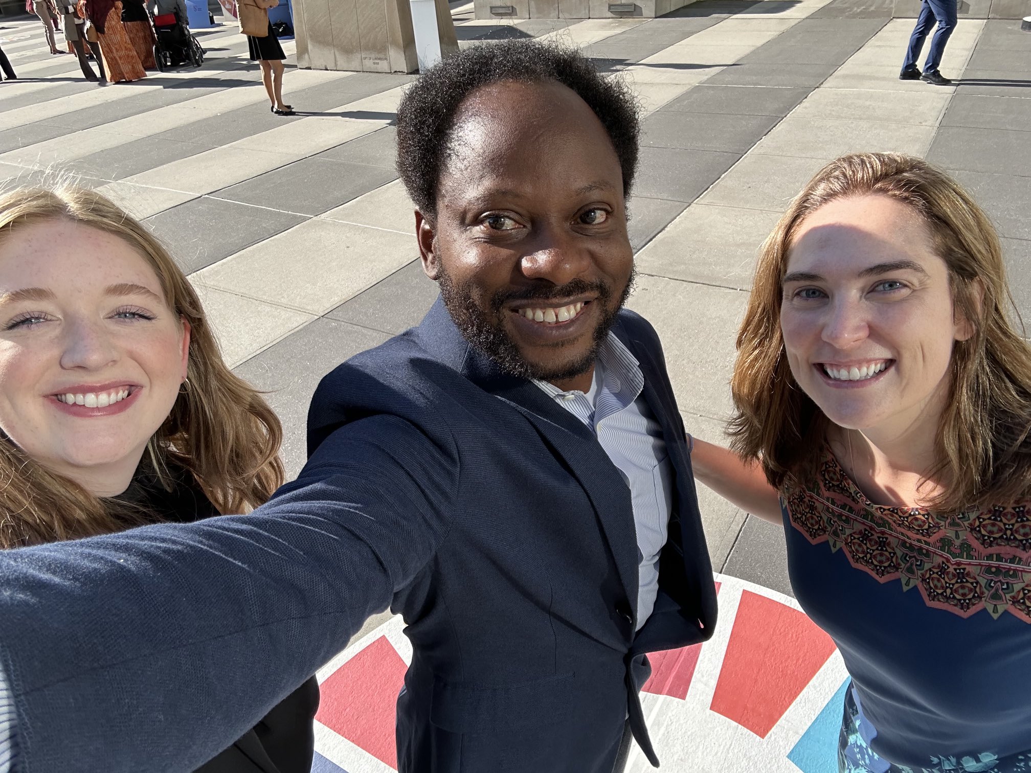 Heather Aldersey, Special Advisor to the Principal on the United Nations SDGs, Victor Odele, PhD student in Environmental Studies, and Kate McCuaig, President of the Alma Mater Society