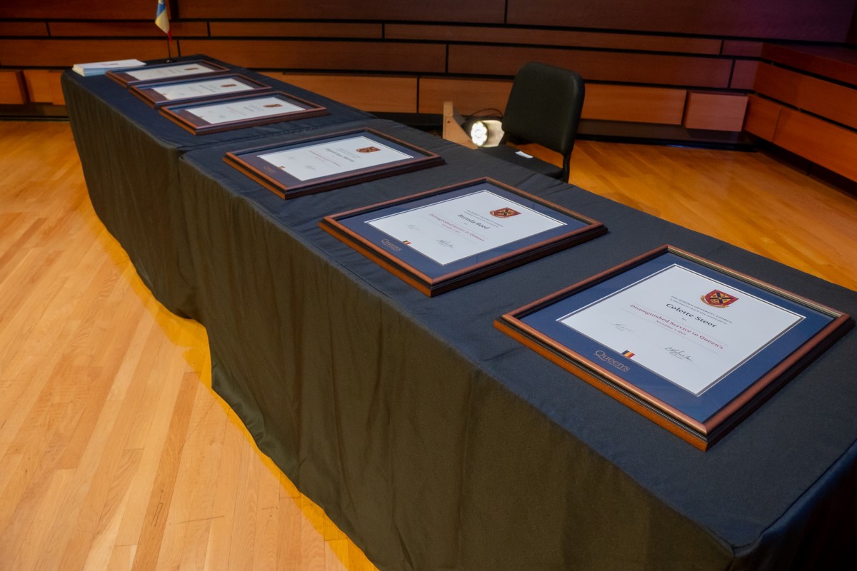 The Distinguished Service Award plaques.