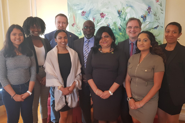 High Commissioner Janice Miller with members of Queen's administration and faculty, Kingston Deputy Mayor, and the Africa Caribbean Student Association.