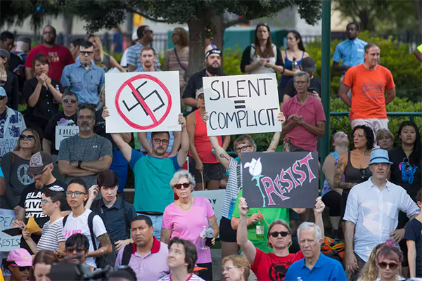 [Anti-racism protestors]