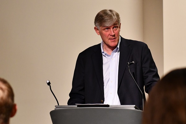 Malcolm Brown, Deputy Minister of Public Safety, speaks to a packed room of School of Policy Studies graduate students and Queen’s and Kingston community members. (Photo: University Communications)