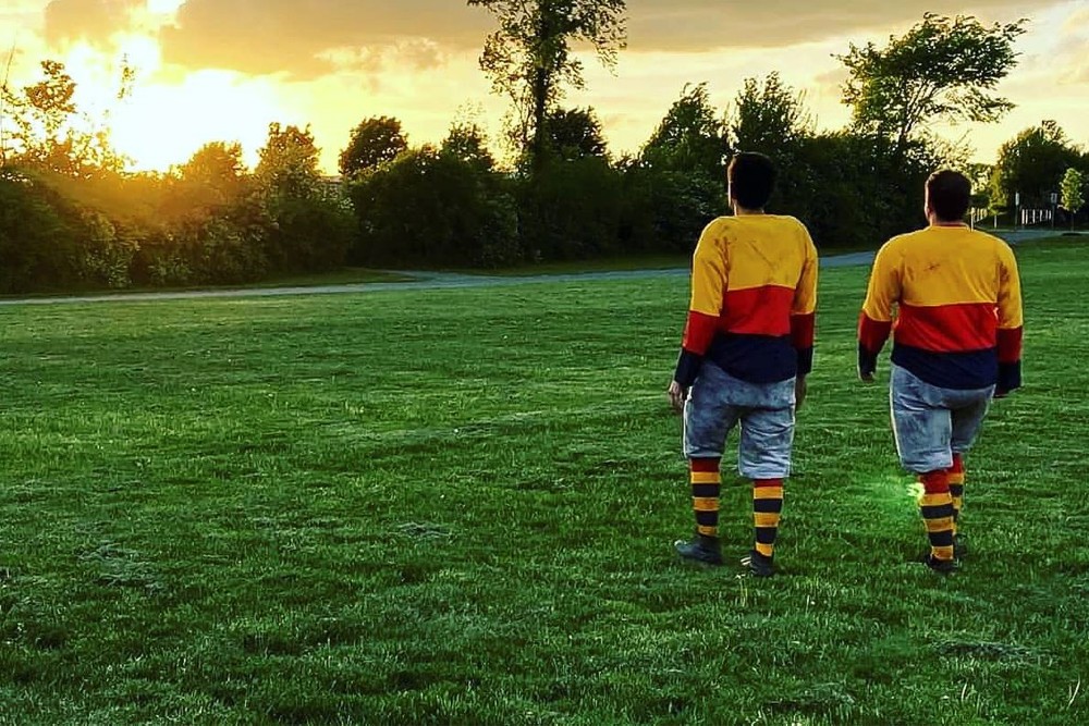 Photograph of two football players