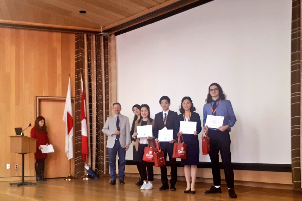 JACAC participants making their final presentations at the Japanese Embassy in Ottawa.