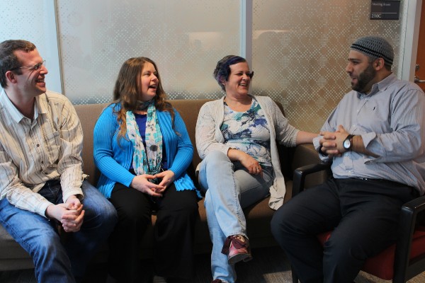 Photo of people having a conversation