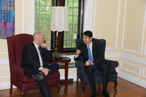 Provost Benoit Antoine-Bacon and Consul General He Wei speak at the University Club