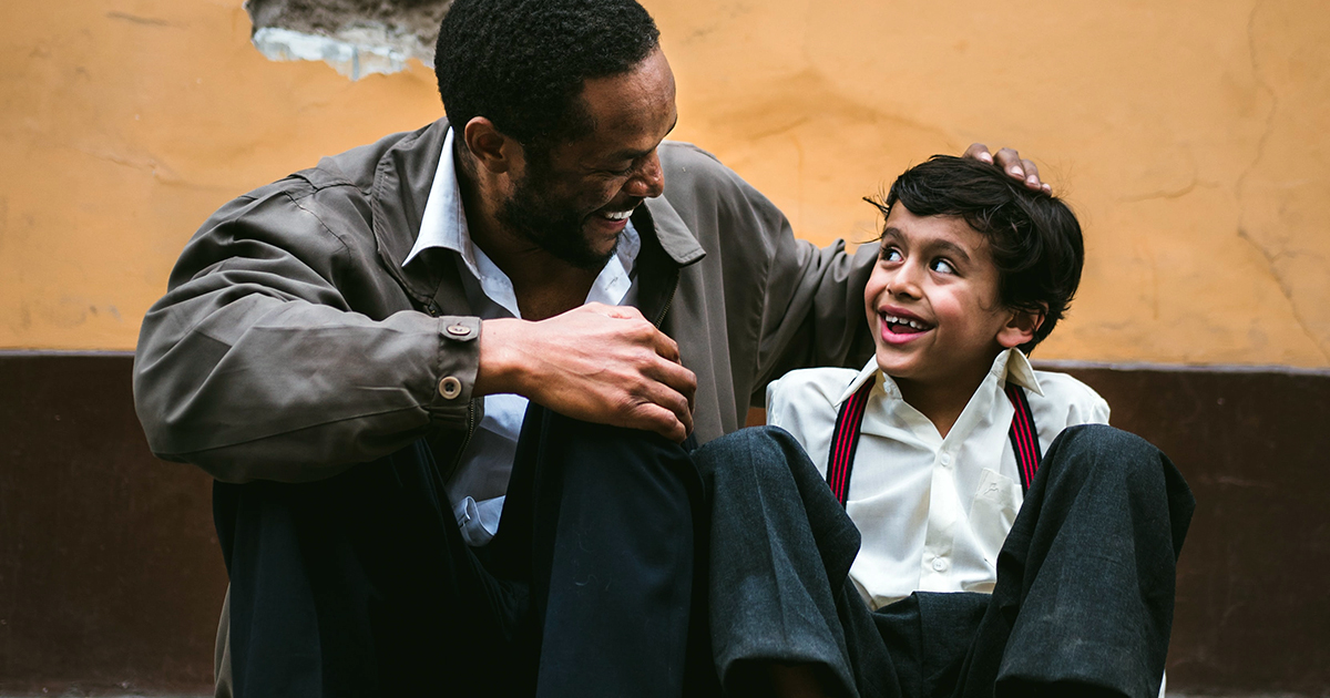 A father talks with his child.