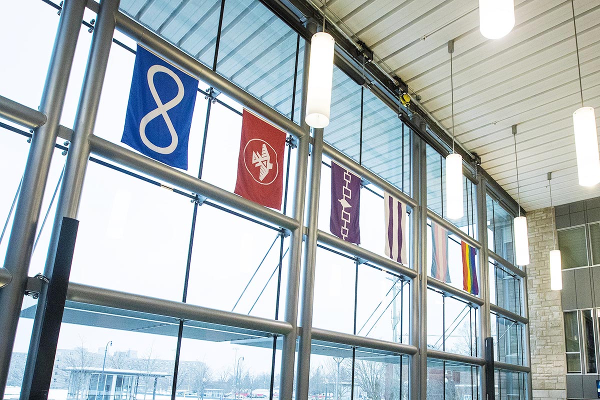 Six flags at Goodes Hall