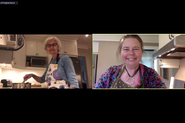 Screenshot of the Cooking with Grammas virtual event