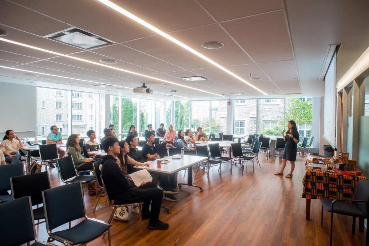 A speaker leads a session during International Education Week