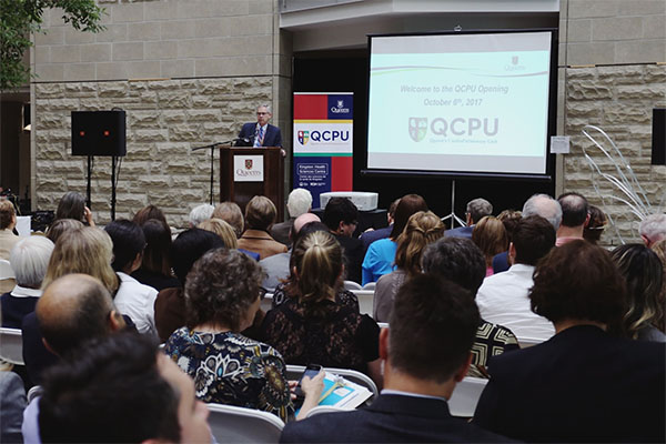 "Stephen Archer speaks during the launch event for the Queen’s CardioPulmonary Unit"