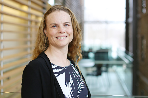 Susan Bartels stands in the New Medical Building