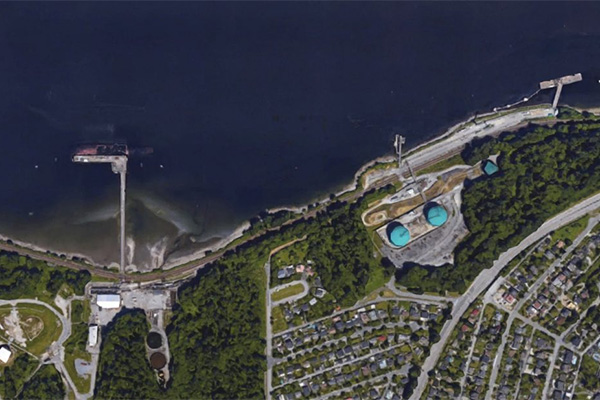 [Aerial view of Trans Mountain marine terminall]