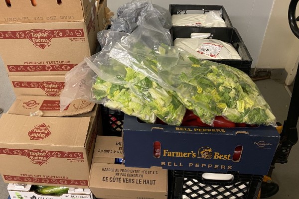 photo of food set aside for donation