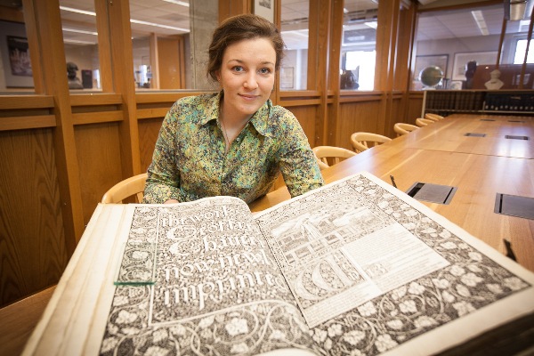 [Molly-Claire Gillett with the Kelmscott Chaucer]