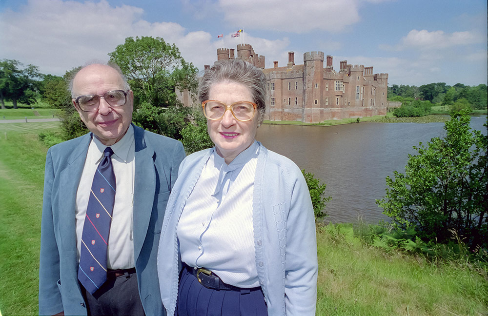 [Alfred and Isabel on the grounds of Herstmonceux Castle]