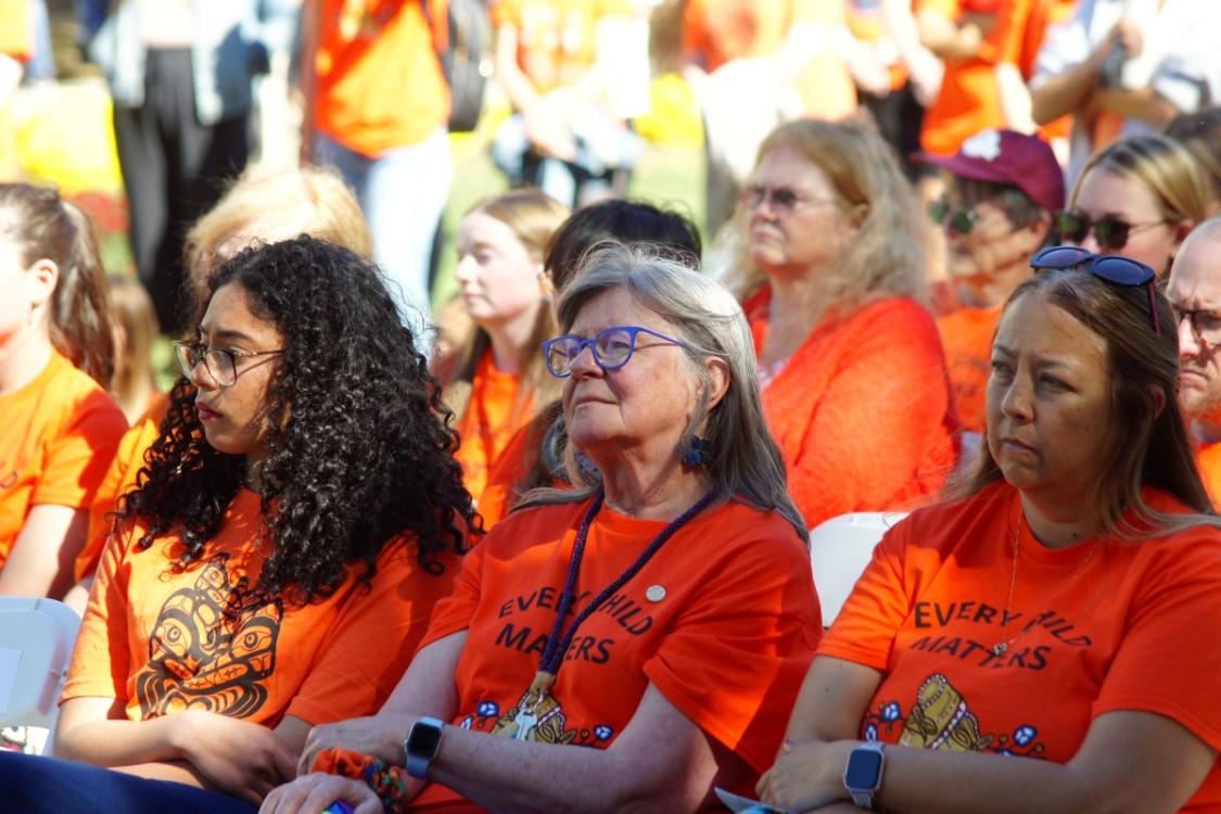 AMS President Jana Amer, Chancellor Shelagh Rogers, and Associate Vice-Principal (Indigenous Initiatives) Lisa Maracle