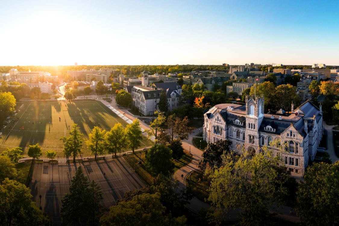 aerial view of queen's campus