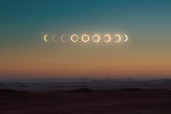 Stages of a solar eclipse seen in United Arab Emirates
