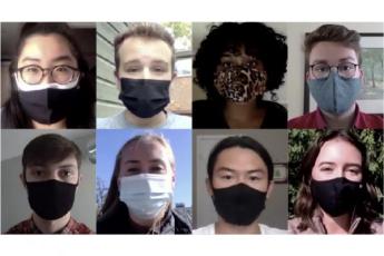 Photographs of students wearing masks