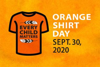 Orange Shirt Day t-shirt illustration that reads "every child matters"