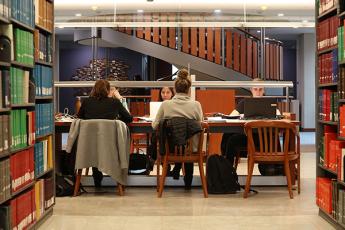 Students study in Stauffer Library
