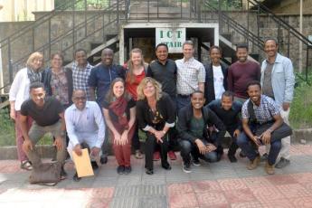 Mastercard Foundation workshop participants from Queen's and the University of Gondar gather for a team photo in Ethiopia.