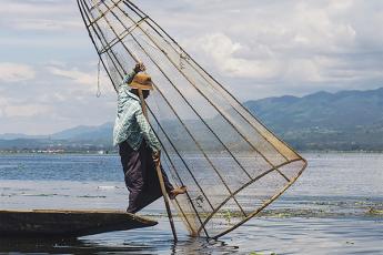 [Fisherman at Imle Lake, Myanmar]