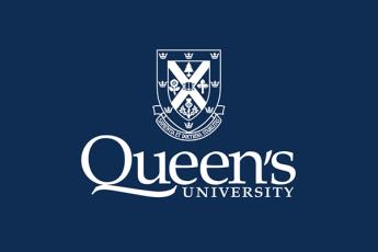 Queen's logo in white on blue field