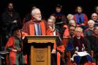 Prinicpal Patrick Deane speaking during McMaster convocation, where he received an honorary degree.