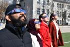 People wearing the eclipse glasses