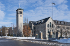 Grant hall clocktower on Queen's campus during the winter