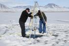 Taking lake sediment samples