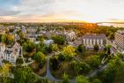 Above view of Queen's campus at sunset.