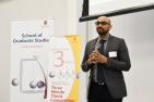 Navjit Gaurav makes his presentation during the Queen's Three Minute Thesis final 