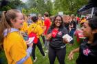 Students meet during orientation week activities. (Photo by Garrett Elliott)