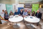 "Based at Innovation Park, the Limestone Analytics team includes, from left: Caroline Godin; Jay MacKinnon; Jordan Nanowski; Jenny Watt; Bahman Kashi; Alexandra Galvin; Aalisha Lakdawala, Christopher Cotton."