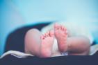 A newborn baby's feet