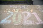 "Chalk painting 'Welcome home Class of 2021"