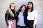 Medical students, from left, Gabriele Jagelaviciute, Ishita Aggarwal, and Simran Sandhu 