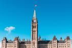 Parliament Hill in Ottawa with a blue sky