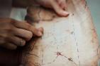 Map of Oak Island in a woman's hands