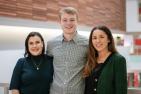 Photo of AMS executive team: Alexandra Samoyloff, Vice President (Operations); Jared den Otter, President; and Alexia Henriques, Vice President (University Affairs)