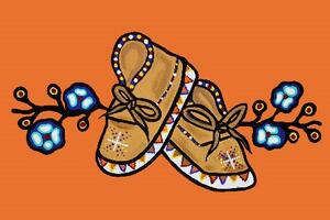 Graphic moccasins on orange background