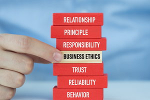 Business Ethics stack of blocks