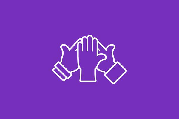 Three graphic hands overlapped