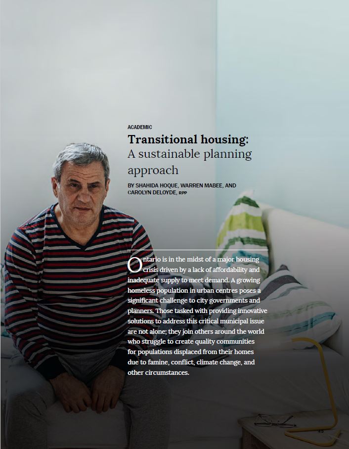 Transitional housing: A sustainable planning approach article cover page