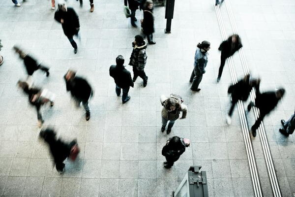 People walking on a street.