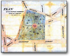 Archive planning map of several Kingston streets and park